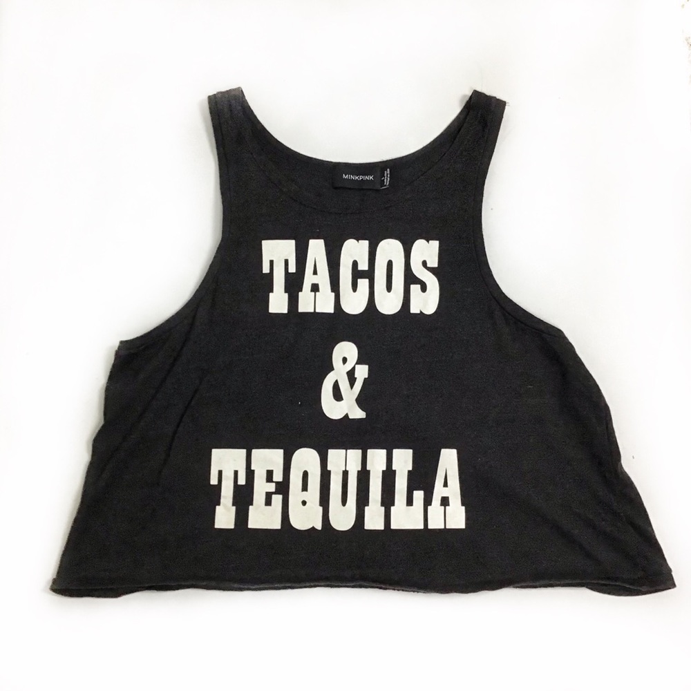 Tacos & Tequila Crop Tank Top Size L